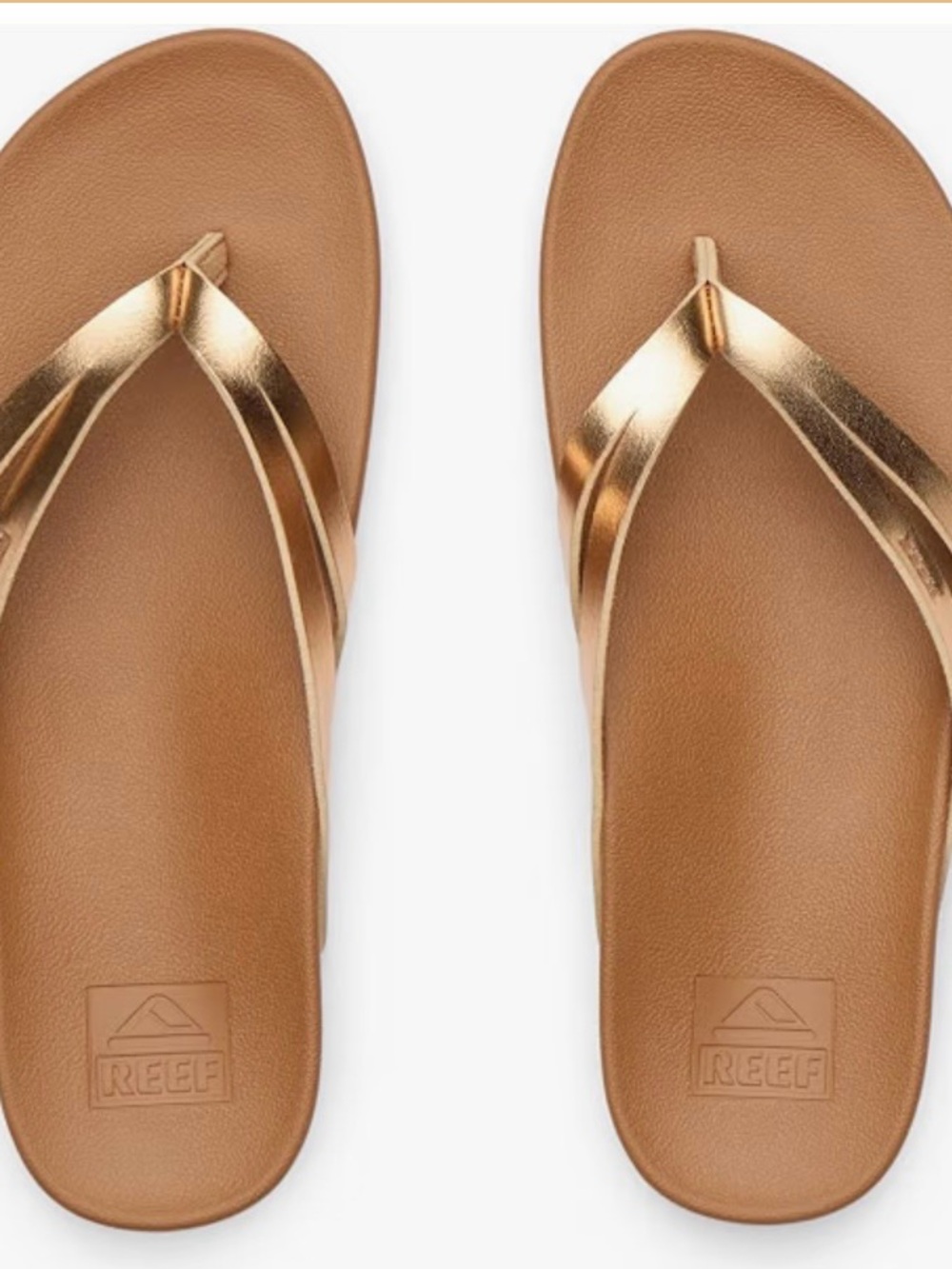 Reef Women’s Metallic Gold Tan Footbed Flip Sandals